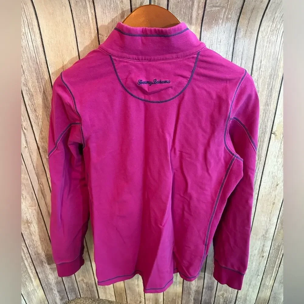 Tommy Bahama Women’s large zip up, magenta with blue accents, front pockets - Picture 6 of 8